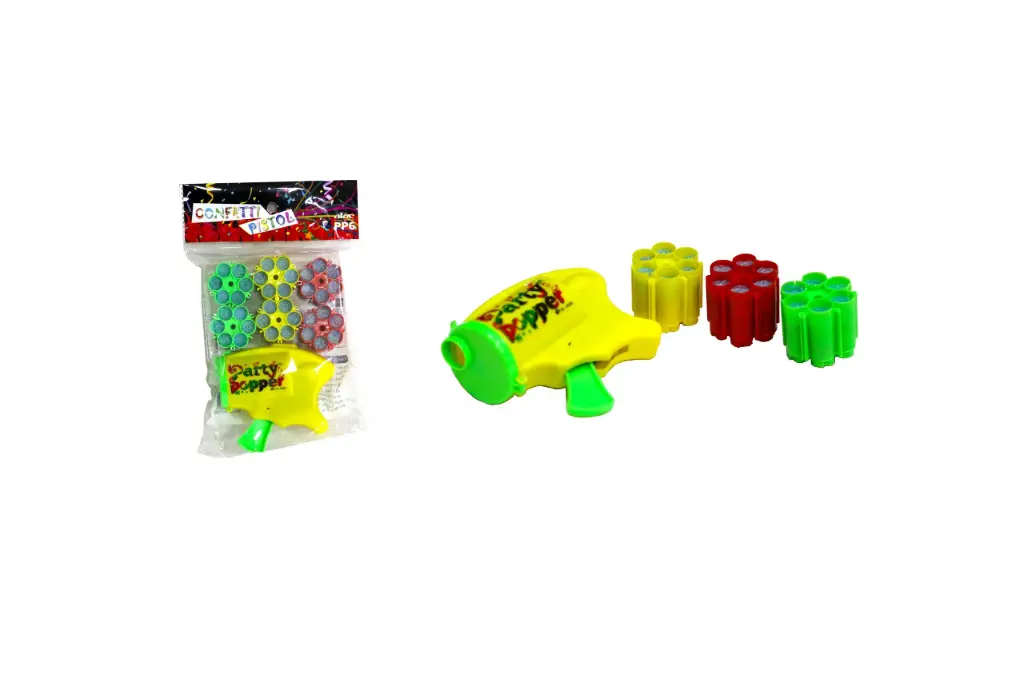 Konfettipistol med 6 magasiner